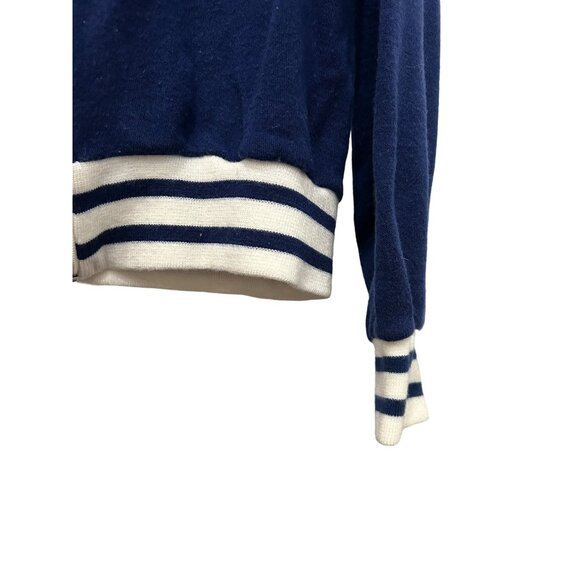 Vintage 80s Net Worth Blue Zip Up Jacket Striped Accents - Picture 4 of 8